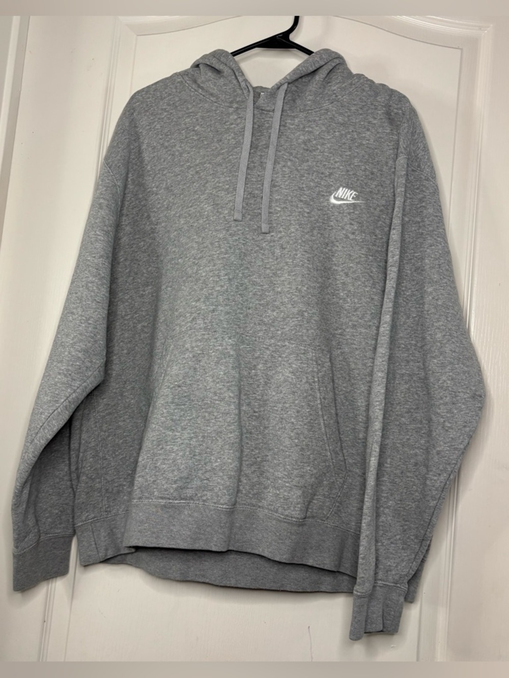 Nike Gray Hooded Pullover Sweatshirt with White Logo